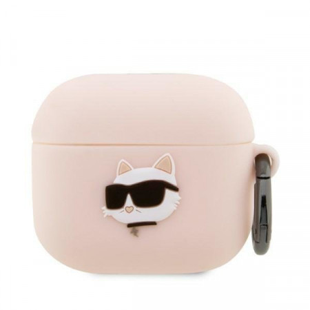 Оригинален калъф за слушалки Karl LAGERFELD Silicone Choupette Head 3D KLA3RUNCHP - AirPods 3 розов