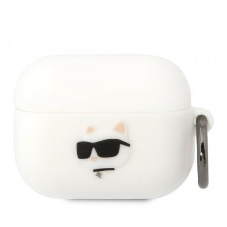 Оригинален калъф за слушалки Karl LAGERFELD Silicone Choupette Head 3D KLAPRUNCHH - AirPods Pro бял