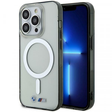 Оригинален твърд гръб BMW Silver Ring MagSafe BMHMP14XHCRS - iPhone 14 Pro Max прозрачен - Img 1