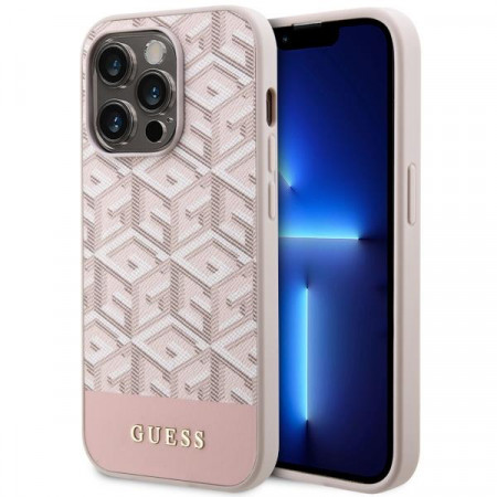 Оригинален твърд гръб GUESS GCube Stripes MagSafe GUHMP14LHGCFSEP - iPhone 14 Pro розов