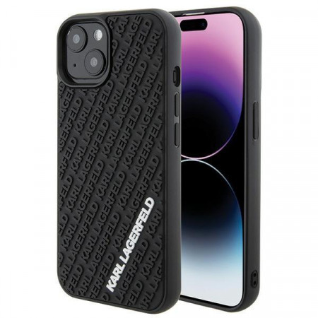 Оригинален твърд гръб KARL LAGERFELD 3D Rubber Multi Logo - iPhone 15 черен