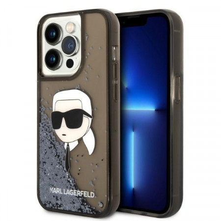 Оригинален твърд гръб KARL LAGERFELD Glitter Karl Head KLHCP14LLNKHCK - iPhone 14 Pro черен