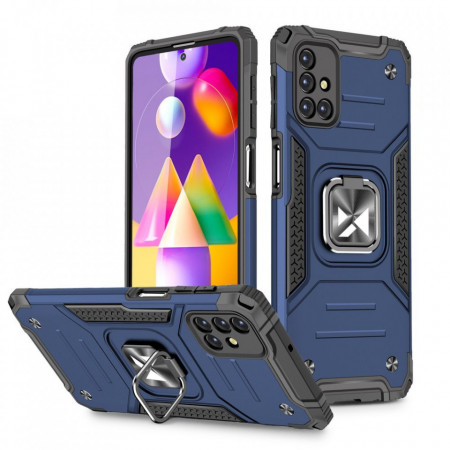 Подсилен гръб WOZINSKY Ring Armor със стойка - Samsung Galaxy M31s син