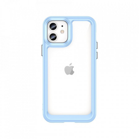 Прозрачен гръб с гел рамка Outer Space - iPhone 12 син