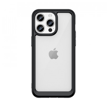 Прозрачен гръб с гел рамка Outer Space - iPhone 15 Pro Max черен - Img 1