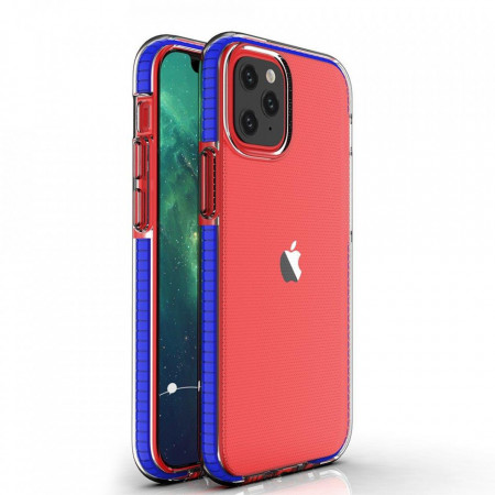 Прозрачен силиконов гръб с цветен кант Spring - iPhone 13 mini тъмносин