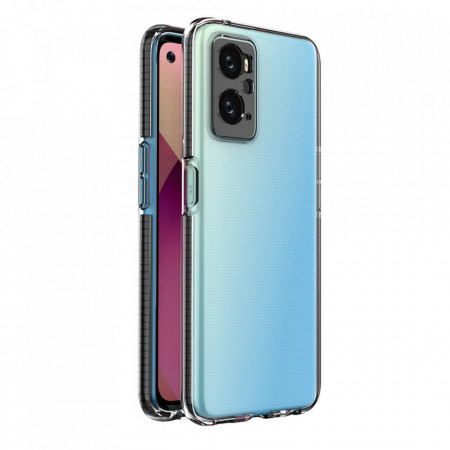 Прозрачен силиконов гръб с цветен кант Spring - Realme 9i / OPPO A36 / A76 / A96 черен