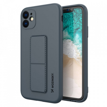 Силиконов гръб със стойка WOZINSKY Kickstand - iPhone 12 Pro Max тъмносин