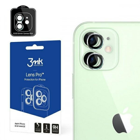 Стъклен протектор за камера с алуминиева рамка и рамка за поставяне 3mk Lens Protection Pro - iPhone 11 / 12 / 12 mini