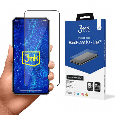 Стъклен протектор с пълно покритие 3mk Hard Glass Max Lite - Samsung Galaxy S24+ с черна рамка