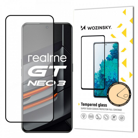 5D Full Glue закален стъклен протектор с пълно покритие WOZINSKY съвместим с гръб - Realme GT NEO 3 с черна рамка