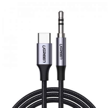 Аудио кабел UGREEN жак 3.5mm към USB Type C 1m черен (CM450 20192)