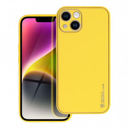 Гръб от еко кожа FORCELL Leather - iPhone 14 жълт