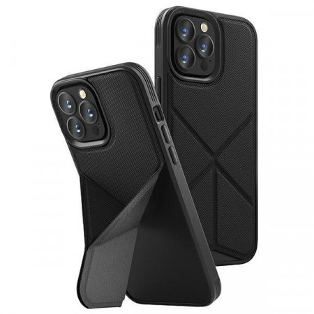Гръб със стойка UNIQ Transforma MagSafe - iPhone 13 Pro Max черен абанос