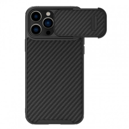 Гръб с подвижно покритие за камерата NILLKIN Synthetic Fiber S - iPhone 14 Pro черен