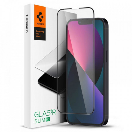 Закален стъклен протектор SPIGEN TR Slim FC - iPhone 13 Pro Max / 14 Plus с черна рамка