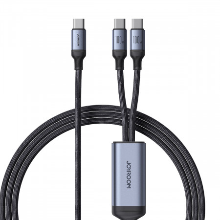 Кабел за зареждане и данни с оплетка JOYROOM Speedy SA21-1T2 USB Type C към USB Type C / USB Type C 1.5m черен - Img 1