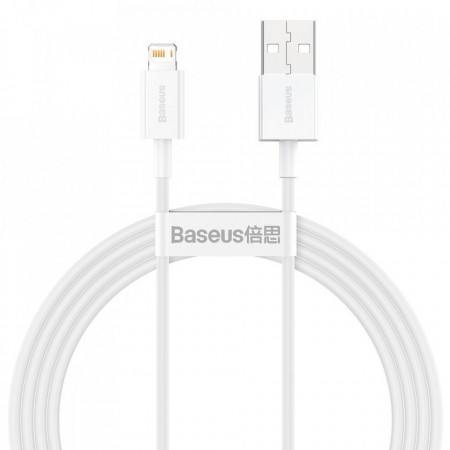 Кабел за зареждане и данни BASEUS Superior USB Type A към Lightning 2.4A 1.5m (CALYS-B02) бял