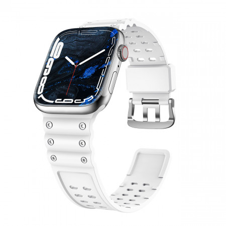 Каишка със стоманена закопчалка Triple Protection - Apple Watch 41mm Series 9 / 41mm Series 8 / 41mm Series 7 / 40mm Series 6 / 40mm SE / 40mm Series 5 / 40mm Series 4 / 38mm Series 3 / 38mm Series 2 / 38mm (1st gen) бял