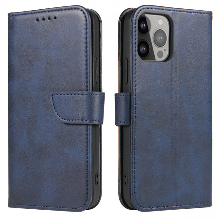 Калъф тип книга Magnet Elegant - iPhone 15 Pro син - Img 1