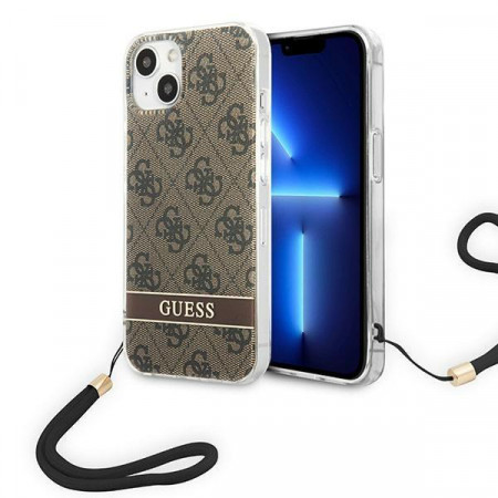 Оригинален гръб с гривна GUESS 4G Print Strap GUOHCP14SH4STW - iPhone 14 кафяв - Img 1
