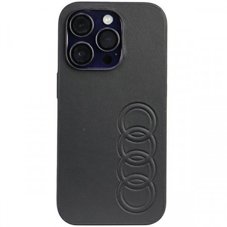 Оригинален гръб AUDI Synthetic Leather AU-TPUPPCIP14P-TT / D1-BK - iPhone 14 Pro черен