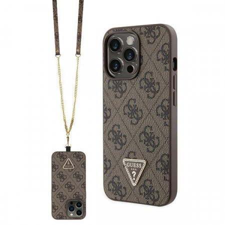 Оригинален гръб GUESS 4G Metal Logo с презрамка GUHCP13LP4TDSCPW - iPhone 13 Pro кафяв