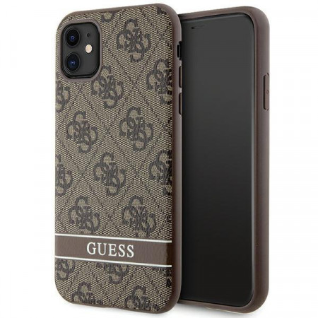 Оригинален гръб GUESS 4G Stripe GUHCN61P4SNW - iPhone 11 кафяв