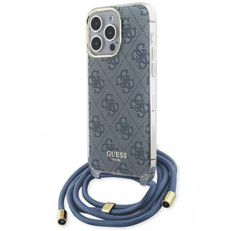 Оригинален гръб GUESS Crossbody Cord 4G Print - iPhone 15 Pro Max син