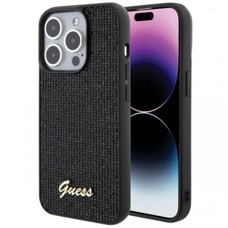 Оригинален гръб GUESS Disco Metal Script - iPhone 15 Pro черен