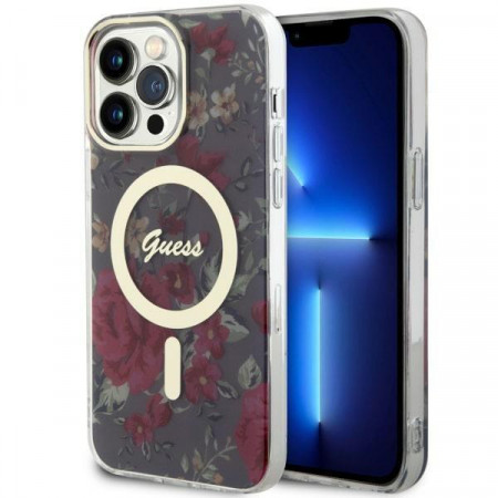 Оригинален гръб GUESS Flower MagSafe GUHMP14XHCFWSA - iPhone 14 Pro Max зелен