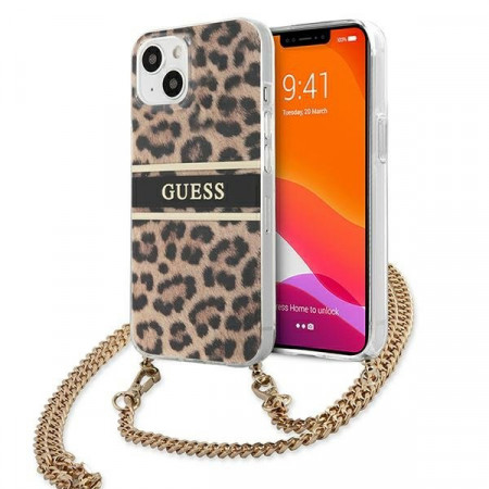 Оригинален гръб GUESS Gold Strap GUHCP13SKBCLE - iPhone 13 mini леопард