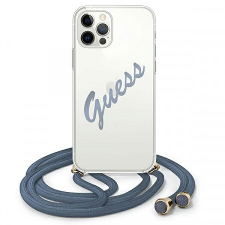 Оригинален гръб GUESS Script Vintage GUHCP12MCRTVSBL - iPhone 12 / 12 Pro син