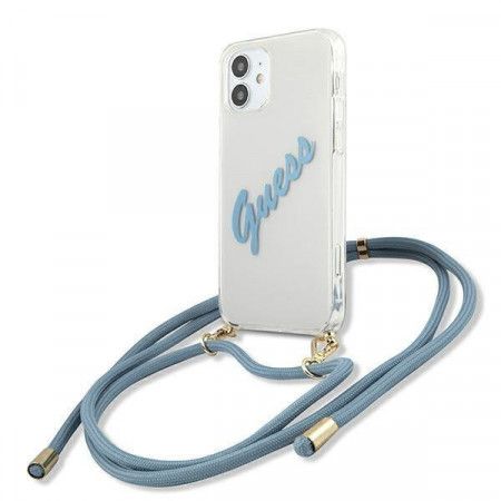 Оригинален гръб GUESS Vintage GUHCP12SCRTVSBL - iPhone 12 mini син