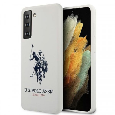 Оригинален гръб US POLO Silicone Logo USHCS21MSLHRWH - Samsung Galaxy S21+ 5G бял