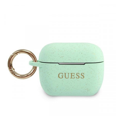 Оригинален калъф за слушалки GUESS Silicone Glitter GUACAPSILGLGN - AirPods Pro зелен