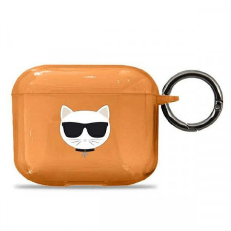 Оригинален калъф за слушалки Karl LAGERFELD Choupette KLA3UCHFO - AirPods 3 оранжев