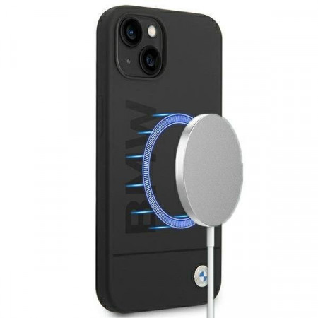 Оригинален твърд гръб BMW Silicone Signature BMHMP14MSLBLBK MagSafe - iPhone 14 Plus черен - Img 1