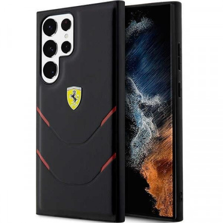 Оригинален твърд гръб FERRARI Hot Stamp Lines FEHCS23LPBAK - Samsung Galaxy S23 Ultra черен