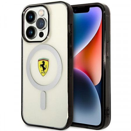 Оригинален твърд гръб FERRARI Outline MagSafe FEHMP14LURKT - iPhone 14 Pro прозрачен