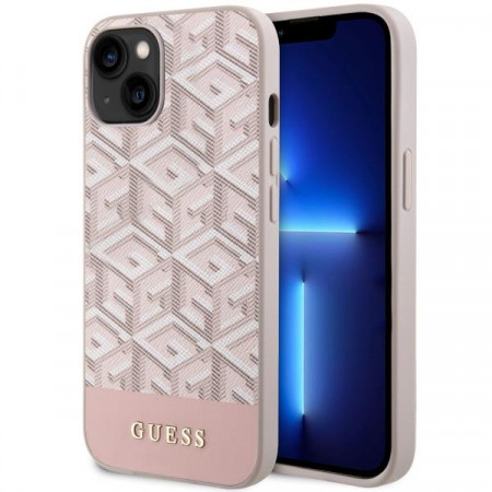 Оригинален твърд гръб GUESS GCube Stripes MagSafe GUHMP14SHGCFSEP - iPhone 14 розов - Img 1