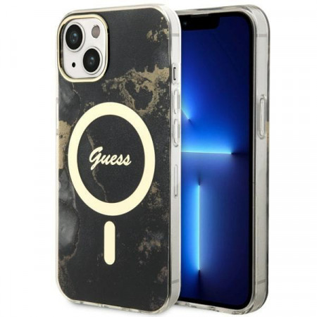 Оригинален твърд гръб GUESS Golden Marble MagSafe GUHMP14MHTMRSK - iPhone 14 Plus черен