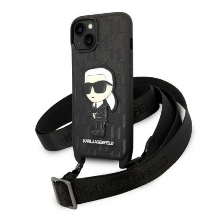 Оригинален твърд гръб KARL LAGERFELD Monogram Ikonik Patch KLHCP14MSTKMK - iPhone 14 Plus черен
