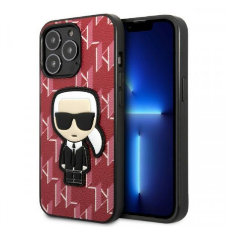 Оригинален твърд гръб KARL LAGERFELD Monogram Ikonik Patch KLHCP13XPMNIKPI - iPhone 13 Pro Max червен