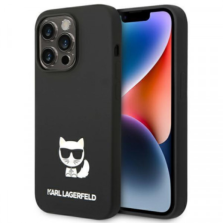 Оригинален твърд гръб KARL LAGERFELD Silicone Choupette Body KLHCP14LSLCTBK - iPhone 14 Pro черен