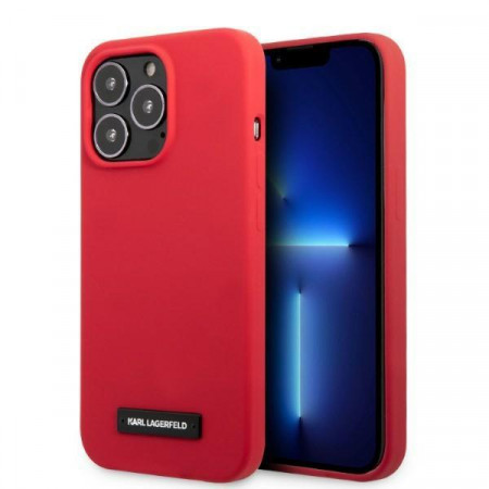 Оригинален твърд гръб KARL LAGERFELD Silicone Plaque KLHCP13LSLMP1R - iPhone 13 Pro червен