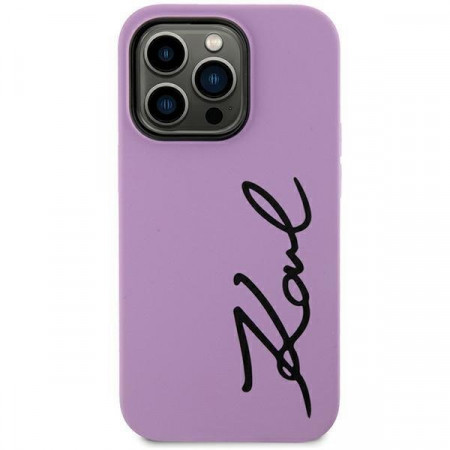 Оригинален твърд гръб KARL LAGERFELD Silicone Signature KLHCN61SKSVGU - iPhone 11 лилав