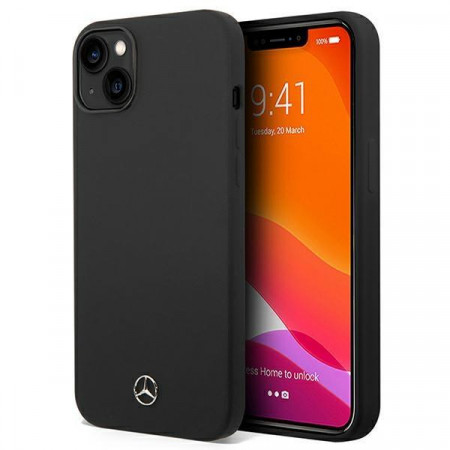Оригинален твърд гръб MERCEDES Silicone MEHCP14SSILBK - iPhone 14 черен - Img 1
