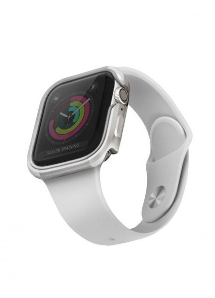 Подсилен алуминиев калъф за корпус UNIQ Valencia - Apple Watch 40mm Series 5 / 40mm Series 4 сребърен