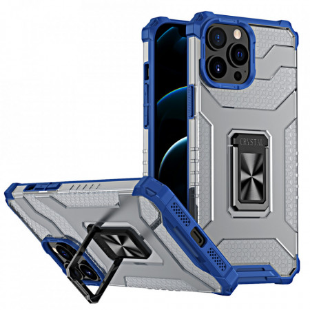 Подсилен гръб със стойка Crystal Ring - iPhone 13 Pro Max син